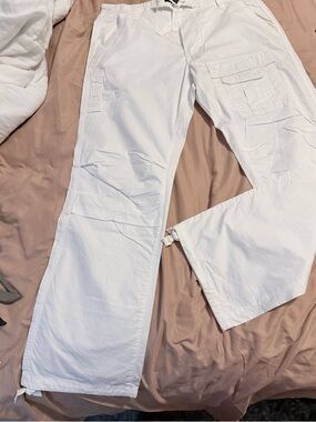 Sean John White Cotton Cargo Pants